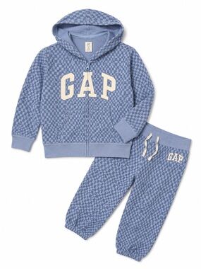 GAP KIDS Wavy Checkered Full Zip Hoodie Jogger Set